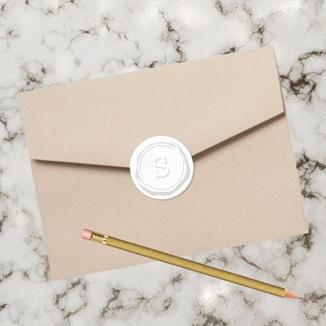 Adesivo Redondo Monograma S inicial de fecho branco de cera (Criador carregado)