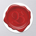 Adesivo Redondo Monograma - Selo de Cera Vermelha<br><div class="desc">Vinhetas de cera vermelha de monograma personalizadas.</div>