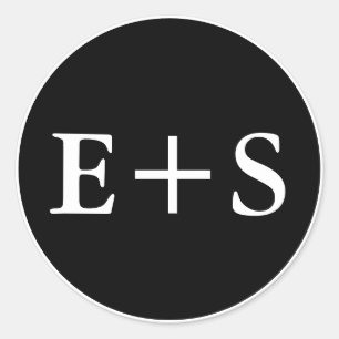 Adesivo Redondo Monograma  Selo de Envelope de Casamento Negro e B