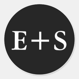 Adesivo Redondo Monograma | Selo de Envelope de Casamento Preto e 