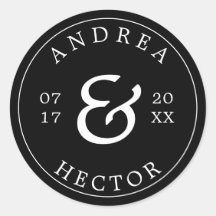 Monograma Simples Branco Envelope Preto Selo