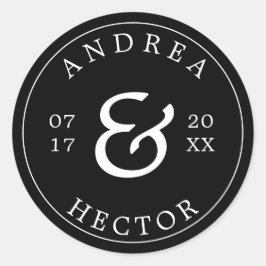 Adesivo Redondo Monograma Simples Branco Envelope Preto Selo