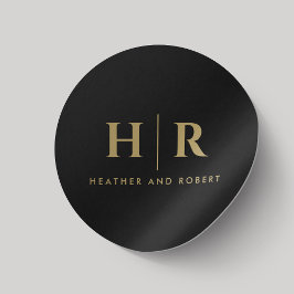 Adesivo Redondo Monograma Simples Chic Preto Clássico Dourado