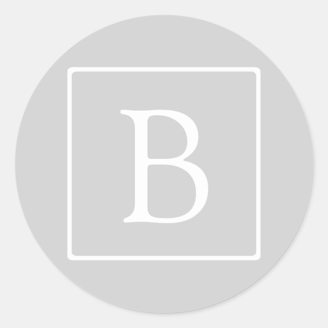 Adesivo Redondo Monograma Simples Cinza Claro (Frente)