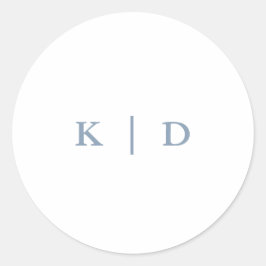 Adesivo Redondo Monograma Simples de Casamento Azul Elegante