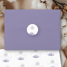 Adesivo Redondo Monograma Simples de Casamento Florestal de invern