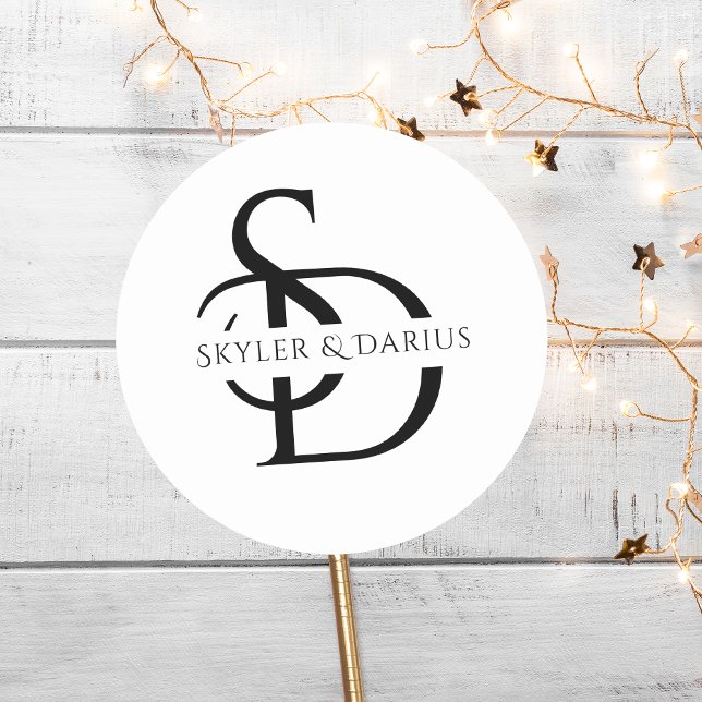 Adesivo Redondo Monograma Simples De Casamento Personalizado Com N (Criador carregado)