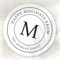 Monograma simples de família de chic Feliz Feriado