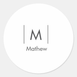 Adesivo Redondo Monograma simples e elegante do padrinho linhas no