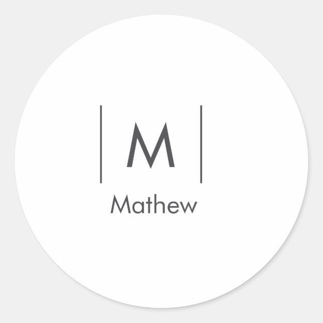 Adesivo Redondo Monograma simples e elegante do padrinho linhas no (Frente)