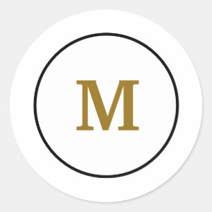 Adesivo Redondo monograma simples e mínimo de ouro personalizado