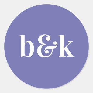 Adesivo Redondo Monograma Simples Inicial Casamento Roxo