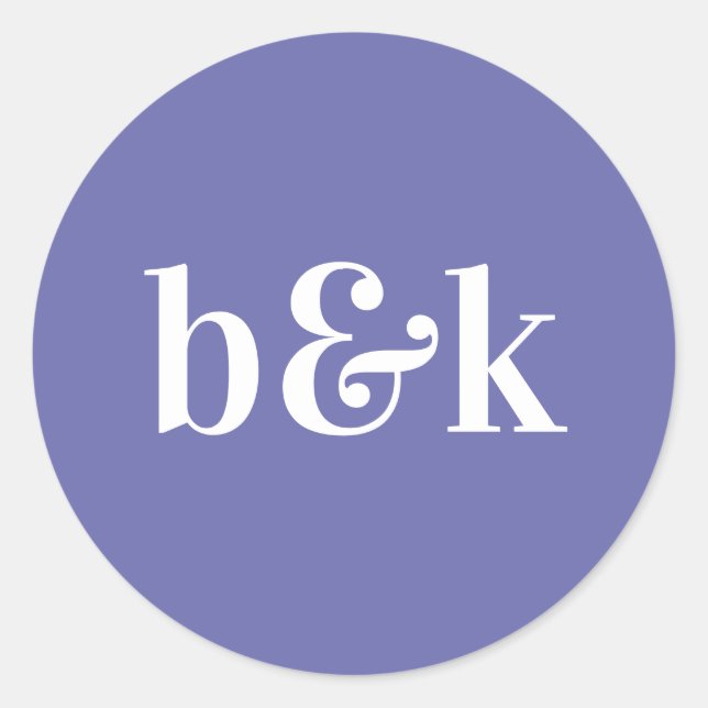 Adesivo Redondo Monograma Simples Inicial Casamento Roxo (Frente)