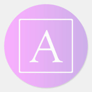 Adesivo Redondo Monograma Simples Ombre Rosa/Roxo Sutil