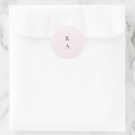 Adesivo Redondo Monograma Simples Pálido Blush Solid Background
