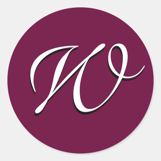 Adesivo Redondo Monograma - Sticker Customizable_wine_W (Frente)