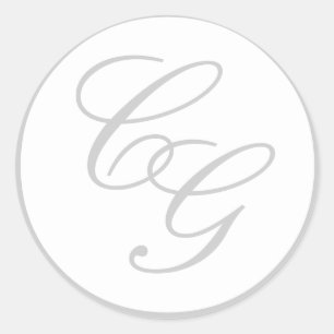 Adesivo Redondo Monograma Suave e Cinza Branca Elegante