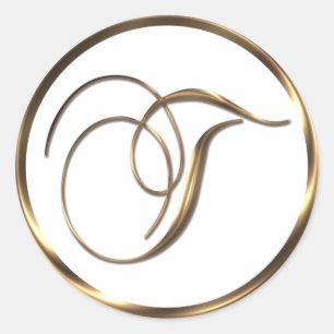 Adesivo Redondo Monograma T Faux Bronze