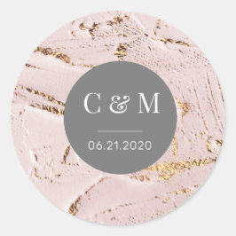 Adesivo Redondo monograma texturizado de rosa dourado