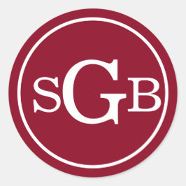 Adesivo Redondo Monograma Tradicional Circular Vermelha Escura