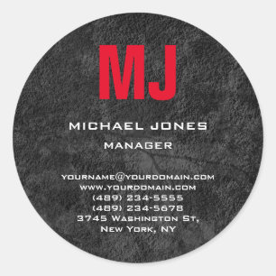 Adesivo Redondo Monograma único de cinzas