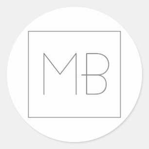 Adesivo Redondo Monograma Único Elegante Branco