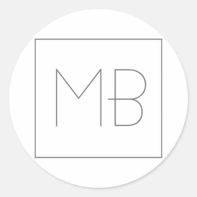 Adesivo Redondo Monograma Único Elegante Branco (Frente)