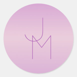 Adesivo Redondo Monograma único sobreposto   Cor de rosa macio da 