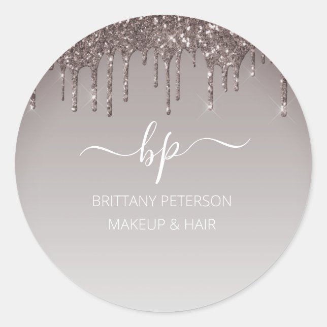 Adesivo Redondo Monograma Uniforme do Funcionarios de negócios com (Frente)