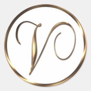 Adesivo Redondo Monograma V Faux Bronze