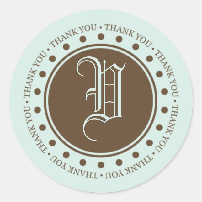 Adesivo Redondo Monograma V Obrigado Rótulos Por Favores De Casame (Frente)