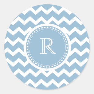 Adesivo Redondo Monograma Verde Aqua Leve Chevron Elegante