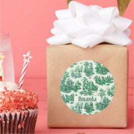 Adesivo Redondo Monograma verde-floral de galhardetes