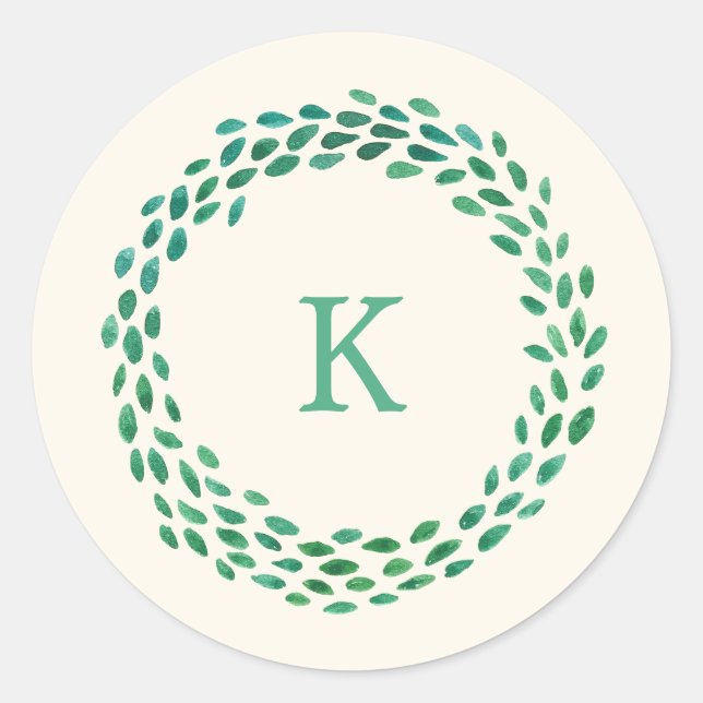 Adesivo Redondo Monograma Verde Mola Aquarela Fúria de Natal (Frente)