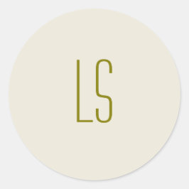 Adesivo Redondo Monograma verde Sage simples inicial