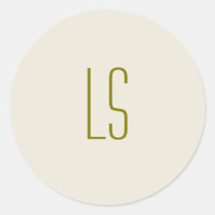 Adesivo Redondo Monograma verde Sage simples inicial