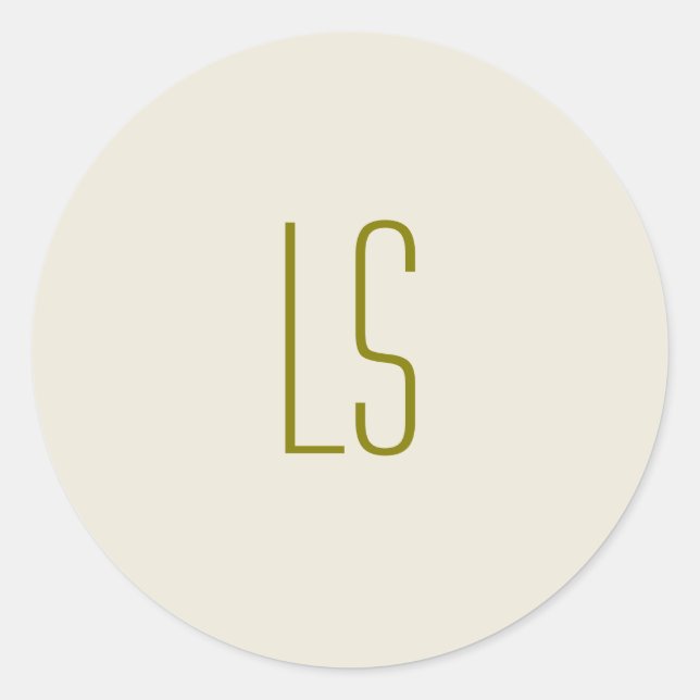 Adesivo Redondo Monograma verde Sage simples inicial (Frente)