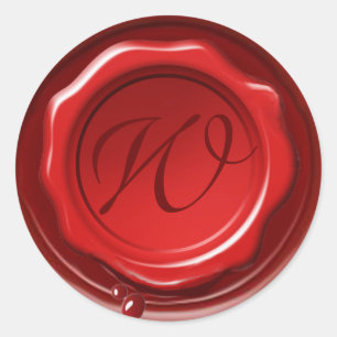 Adesivo Redondo Monograma VERMELHO do SELO da CERA