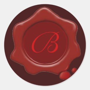 Adesivo Redondo Monograma VERMELHO do SELO da CERA