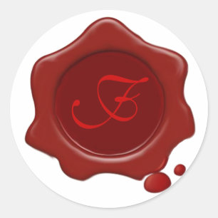 Adesivo Redondo Monograma VERMELHO do SELO da CERA