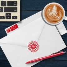 Monograma Vermelho e Branco de Cereja Moderno Houn