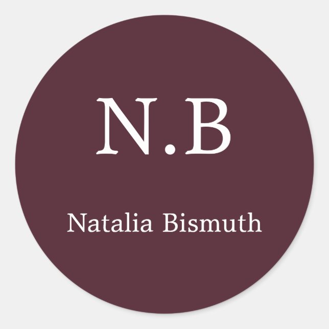 Adesivo Redondo Monograma vermelho elegante (Frente)