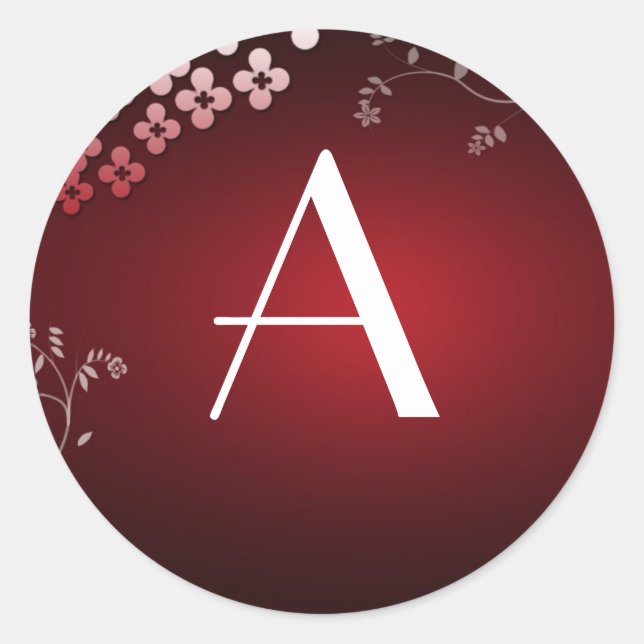 Adesivo Redondo Monograma vermelho escuro (Frente)