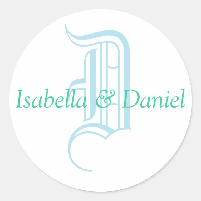 Adesivo Redondo Monograma Vinheta Monograma de Casamento de Selo (Frente)