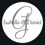 Adesivo Redondo Monograma Vinheta Monograma de Casamento de Selo<br><div class="desc">Os presentes monográficos têm uma enorme seleção de selos de correio USPS personalizáveis, autocolantes de envelope, cartões de saudação, camisetas, chapéus, botões, ímãs e muito mais. Estes monogramas são excelente de enviar convites para casamento, Convites de festas de aniversário, anúncios de graduação, e festas de aniversário surpresa apenas para citar...</div>