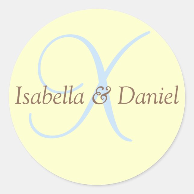 Adesivo Redondo Monograma Vinheta Monograma de Casamento de Selo (Frente)