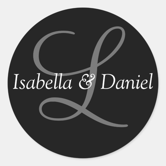 Adesivo Redondo Monograma Vinheta Monograma de Casamento de Selo (Frente)