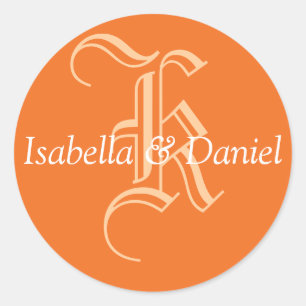 Adesivo Redondo Monograma Vinheta Monograma de Casamento de Selo