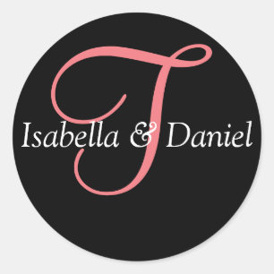 Adesivo Redondo Monograma Vinheta Monograma de Casamento de Selo