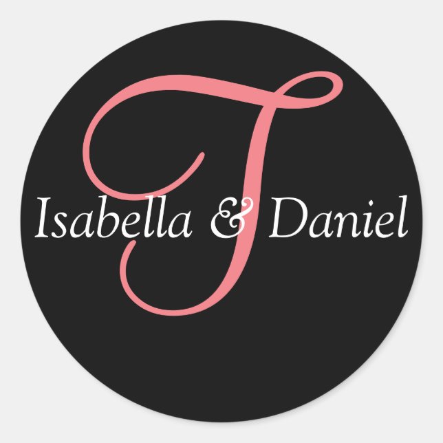 Adesivo Redondo Monograma Vinheta Monograma de Casamento de Selo (Frente)